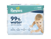 Kūdikių servetėlės PAMPERS Water, 3x60 vnt.