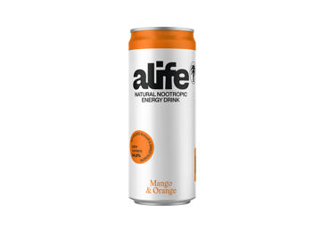Apelsinų ir mangų skonio gazuotas natūralus energinis gėrimas ALIFE, 330 ml 