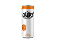 Apelsinų ir mangų skonio gazuotas natūralus energinis gėrimas ALIFE, 330 ml 