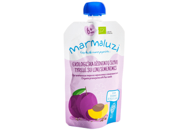 Ekol. džiov. slyvų tyrelė MARMALUZI su linų sėmen. (6+ mėn.), 90 g