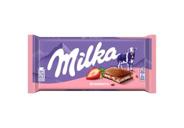 Pieninis šokoladas MILKA su braškių skonio jogurto įdaru, 100 g
