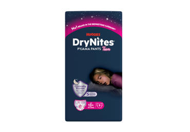 Sauskelnės HUGGIES DRYNITES GIRL, 49-60 kg, nuo 13 m., 9 vnt