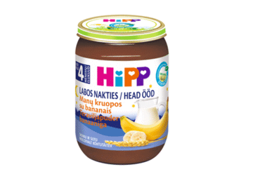 Ekol. pien. manų kruopų košė HIPP su bananais, nuo 4 mėn., 190 g