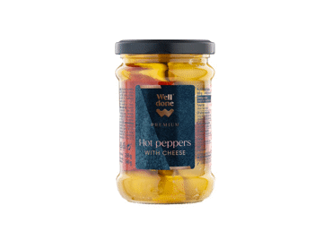 Sūriu įdarytos aitriosios paprikos WELL DONE PREMIUM, rapsų aliejuje, 250 g
