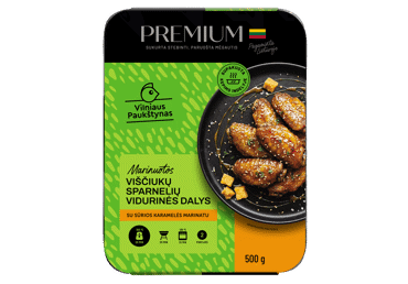 Viščiukų sparnelių vidurinės dalys PREMIUM sūrios karamelės marinate, 500 g - 1
