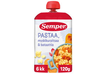 Patiekalas su makaronais, saldžiomis bulvėmis ir moliūgu SEMPER RTE nuo 6 mėn., 120g