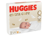 Sauskelnės HUGGIES EXTRA CARE 1, 2-, 84 vnt., 5 kg