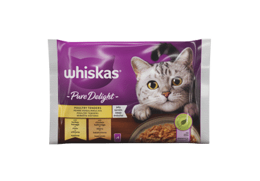 Konserv. kačių ėdalas WHISKAS PURE DELIGHT su vištiena,4x85g, 340 g