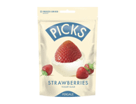 Liofilizuotos braškės PICKS su jogurtiniu glaistu, 90 g
