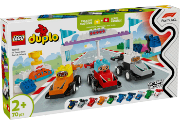 Konstruktorius LEGO® DUPLO® Town F1 komandos automobiliai, vairuotojai