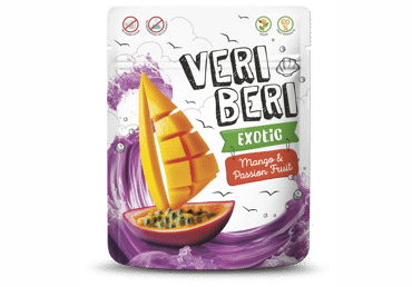 Mangų ir pasiflorų juostelės VERI BERI, 50 g