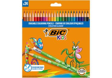 Spalvinimo pieštukai nutrinami BIC EVOLUTION ILLUSION 24 vnt.