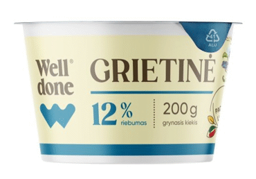 Grietinė WELL DONE, 12 % rieb., 200 g - 2