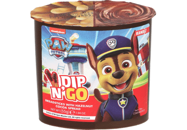 Duonos lazdelės DIP'N GO! su lazdynų riešutų, kakavos kremu, 55 g