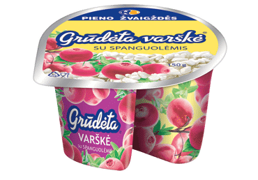 Grūdėtoji varškė su spanguolėmis, 7 % rieb., 150 g