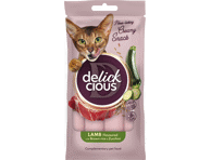 Pašaro papildas suaugusioms katėms DELICKCIOUS™ kreminiai skanėstai – ėriena pagardinta rudaisiais ryžiais ir cukinija (4x0,015 kg), 0,06 kg