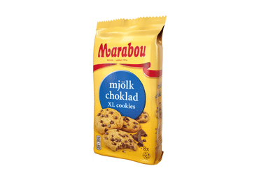 Sausainiai MARABOU su pieninio šokolado gabaliukais, 184 g