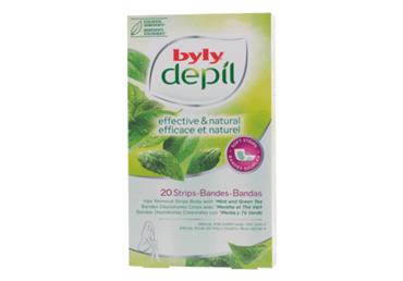 Kūno depiliavimo juostelės BYLY DEPIL MINT & GREEN TEA, 20 vnt