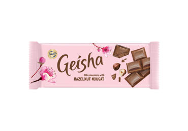 Pieninis šokoladas GEISHA su lazdynų riešutų įdaru, 100 g
