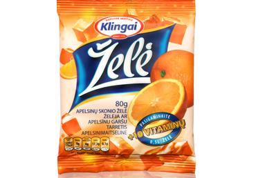 Apelsinų skonio želė KLINGAI, 80 g