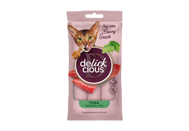 Delickcious™ Kreminiai skanėstai tuno skonio su alijošiumi. Pašaro papildas suaugusioms katėms, 60 gr