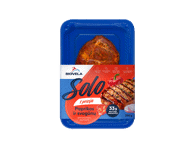 Sausai marinuotas kiaulienos sprandinės kepsnys svogūnų ir paprikų marinate, 200 g