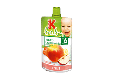 Obuolių,persikų,morkų ir bananų tyrelė KUBUŚ BABY nuo 6 mėn., 90 g