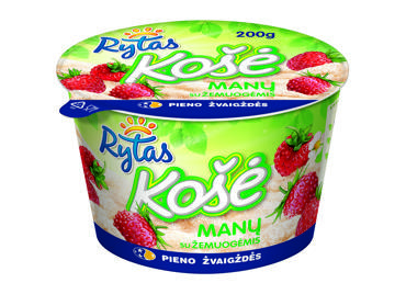 Manų košė RYTAS su žemuogėmis, 6 % rieb., 200 g