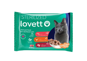 Konservuotas kačių ėdalas LOVETT steriliz. katėms, 4 x 100 g, 400 g