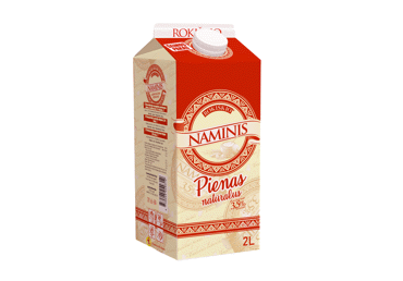 Natūralus NAMINIS pienas, 3,5 % rieb., 2 l