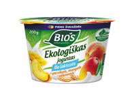 Ekologiškas jogurtas be laktozės BIOS su persikais, mangais ir sėlenomis, 3,1% rieb., 200 g