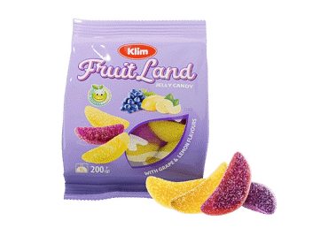 Želės saldainiai FRUIT LAND, vynuogių ir citrinų skonio, 200 g