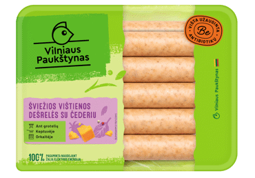 Šviežios vištienos dešrelės SU ČEDERIU, 400 g