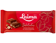 Pieninis šokoladas LAIMA EKSTRA su lazdynų riešutais, 90 g