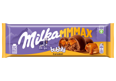 Pieninis šokoladas MILKA BUBBLY CARAMEL su karameliniu įdaru, 250 g