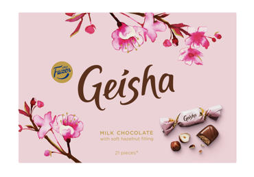 Pieninio šokolado saldainiai GEISHA su lazdynų riešutų įdaru, 150 g - 2