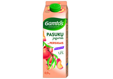 Pasukų jogurtas GAMTOS su persikais, 1,2% r., be laktozės, 900 g