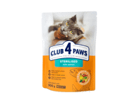 CLUB 4 PAWS Premium pilnavertis sausas maistas suaugusioms sterilizuotoms katėms su lašiša, 900 gr
