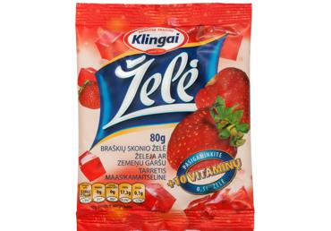 Braškių skonio želė KLINGAI, 80 g