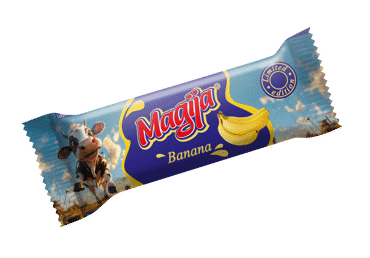 Varškės sūrelis su bananais MAGIJA, 22,2 % rieb., 40 g