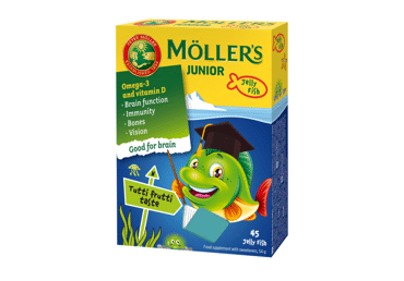 Vaisių skonio maisto papildas vaikams MOLLER'S, 45 vnt., 45 vnt
