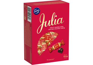 Šokoladiniai saldainiai FAZER JULIA su želės įdaru (73 %), 150 g