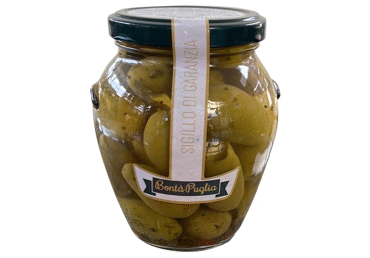 Didelės žal. alyvuogės BONTA DI PUGLIA su priesk.(be kaul.), 290 g
