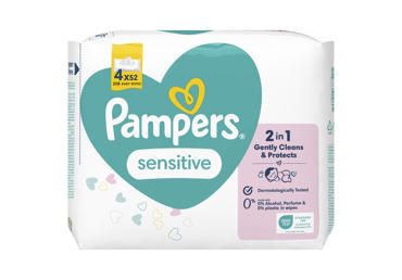 Kūdikių servetėlės PAMPERS Sensitive, Plastic Free, 4x52 vnt.