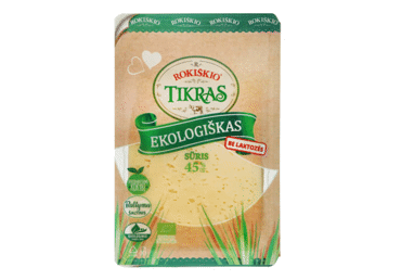 TIKRAS Rokiškio ekologiškas sūris, 45% rieb. s. m., 150 g