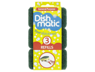 Keičiamosios kempinėlės DISHMATIC, vid. šiurkštumo (3 vnt.), 3 vnt.