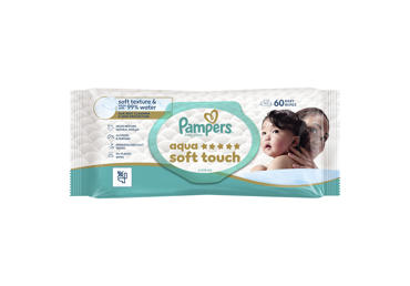 Kūdikių servetėlės PAMPERS Aqua Soft Touch, 60 vnt.
