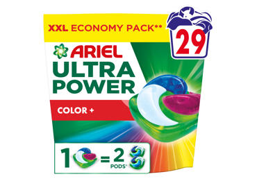 Skalbimo kapsulės Ultra Power Color+ ARIEL, 29 skalb.