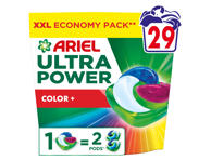 Skalbimo kapsulės Ultra Power Color+ ARIEL, 29 skalb.