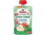 Ekologiška  kriaušių, obuolių, špinatų tyrelė HOLLE POWER PARROT,6+ mėn., 100 g